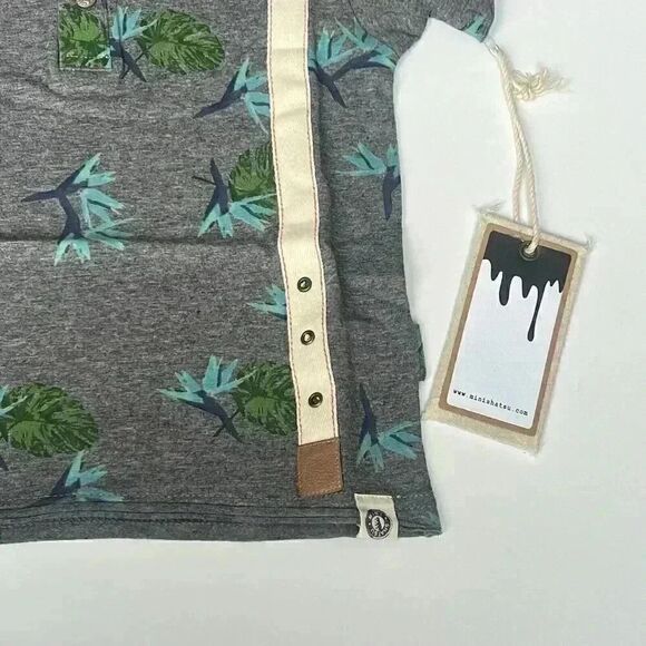 NWT Mini Shatsu Aloha Suspenders Polo Tropical/Birds Grey Toddler Boy 2T - Picture 3 of 13